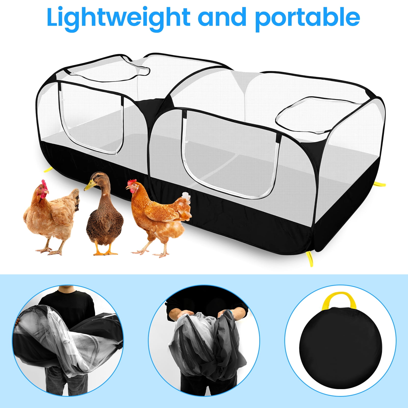 Collapsible Small Animal Playpen Large Space Portable Chicken Run Coop With Detachable Bottom for Indoor Outdoor Use
