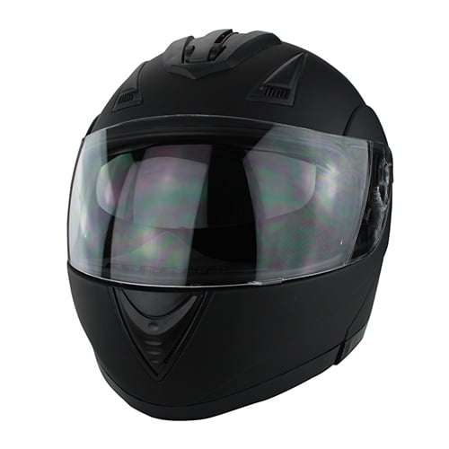 TWO VISORS:TINTED & CLEAR NEW MOTORCYCLE FULL FACE HELMET GLOSSY SOLID BLACK