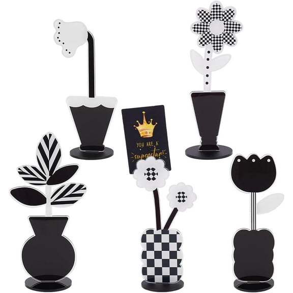 1set 5 pcs Desk Memo Holder Stand Acrylic Flower Table Photo Display Clips Paper Photo Holder for Home Office Picture Memo Cards Paper Note Postcards Display