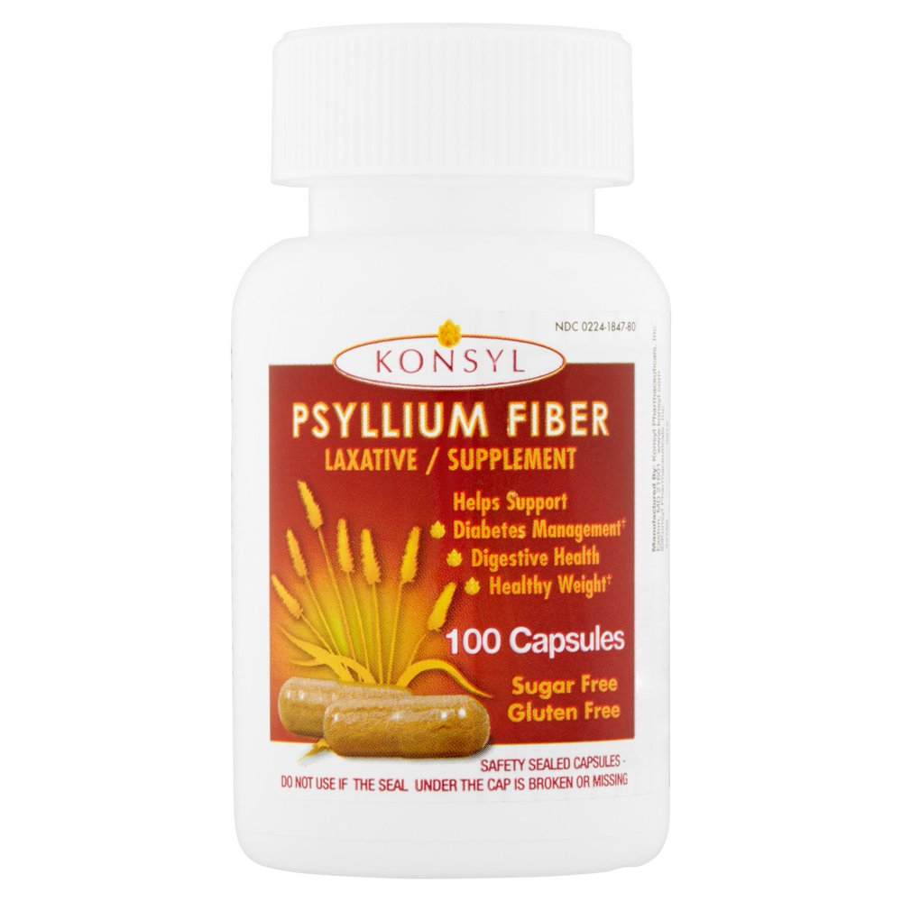 Konsyl Psyllium Fiber Laxative/Supplement Capsules 100 ct Bottle