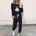 thumbnail image 2 of BiZtdJrK Women Jogger 2 Piece Set Funny Ghost Print Halloween Casual Sets Long Sleeve Crew Neck Pullover Tops and Drawstring Pants Outfits with Pockets AC-Black XXL, 2 of 5