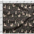 thumbnail image 2 of Soimoi Llama Alpaca Printed, Japan Crepe SatinFabric, by The Yard 54 Inch Wide, Decorative Sewing Fabric for Dresses Kimonos Gowns, Brown, 2 of 5