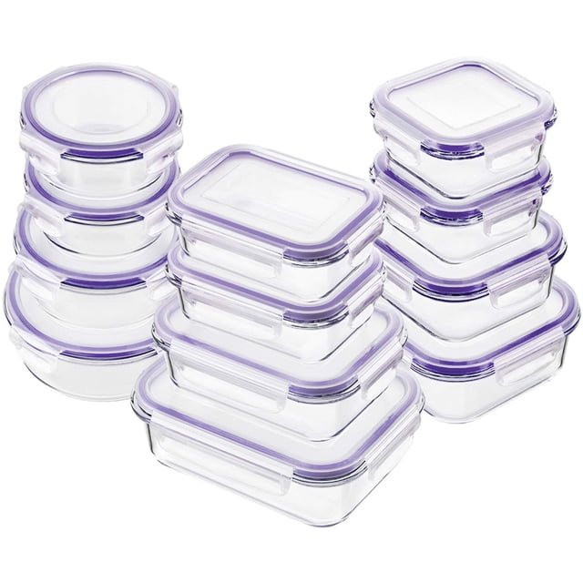 Juego de recipientes herméticos de vidrio Bayco para almacenar alimentos, 24 piezas