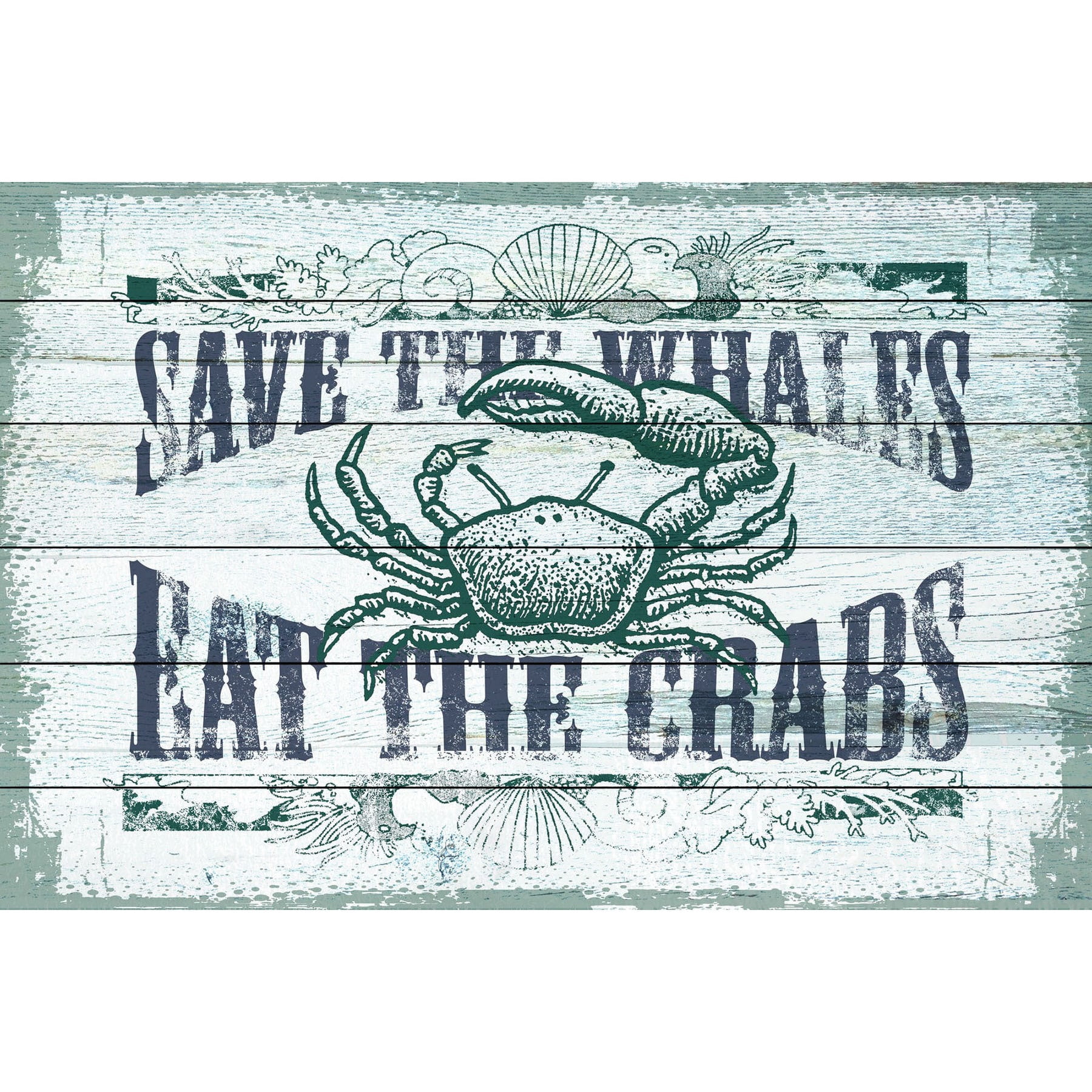 Marmont Hill "Save Whales" Painting Print on White Wood