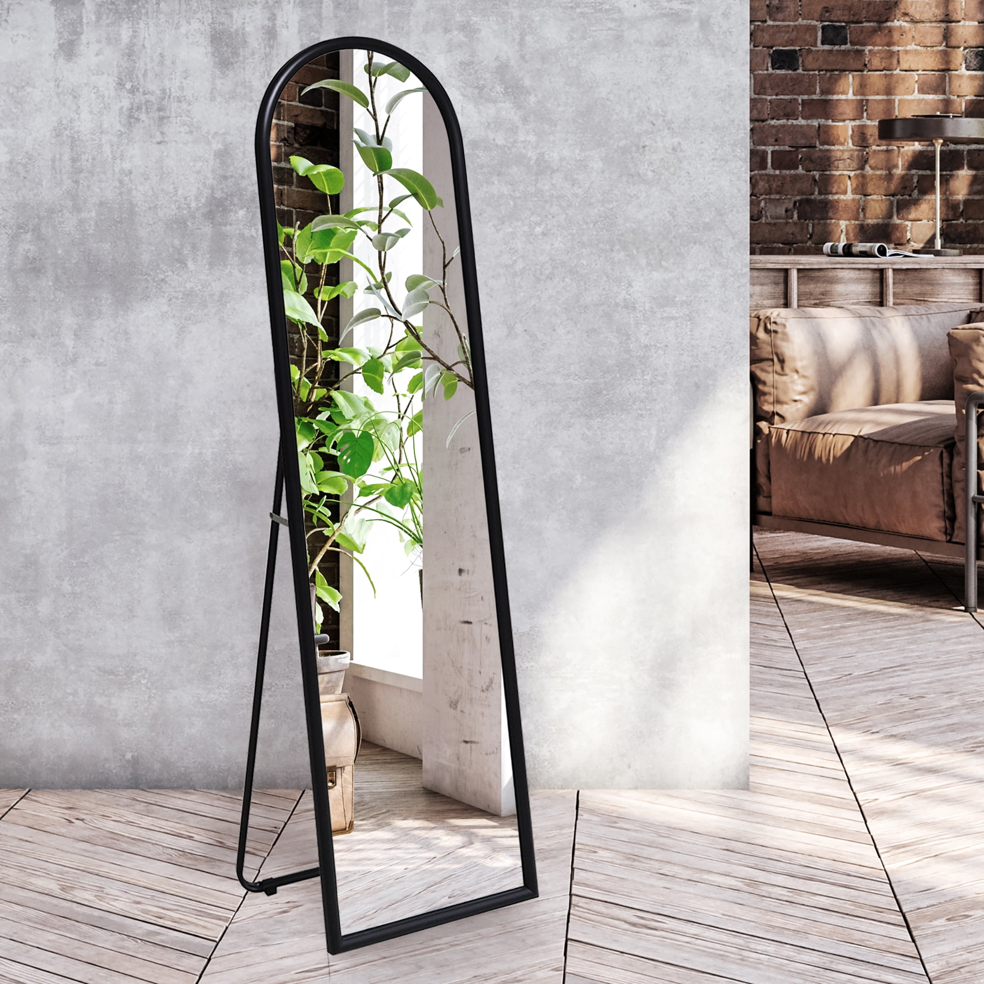Americanflat - 15x59 Black Framed Curved Arched Mirror for Bedroom Living Room Bathroom