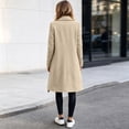 thumbnail image 4 of Leidass Womens Mid Length Wrap Coat Shawl Lapel Open Front Self Tie Waist Belt Long Sleeve Solid Casual Outerwear Beige L, 4 of 4