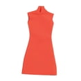 thumbnail image 4 of Vestido ajustado a escala 1/6, minivestido corto con cuello simulado, elegante vestido de verano en miniatura. Rojo anaranjado, 4 of 8