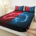 thumbnail image 3 of Homewish Blue Red Gamepad Bed Sheets for Boys, Futuristic Game Console King Sheets, Nature Lightning Sheet Set, Lightweight Room Decor, 4-Piece, 3 of 7