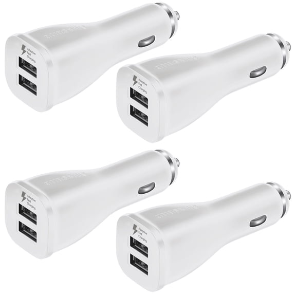 4-Pack Samsung Fast Charging Dual-Port Vehicle Charger for Galaxy S7 S6 Note 5 4 Edge EP-LN915UBESTA For Samsung Galaxy S6 Edge S7 Edge S8 S8  S9 S9  Note 8 9 - White