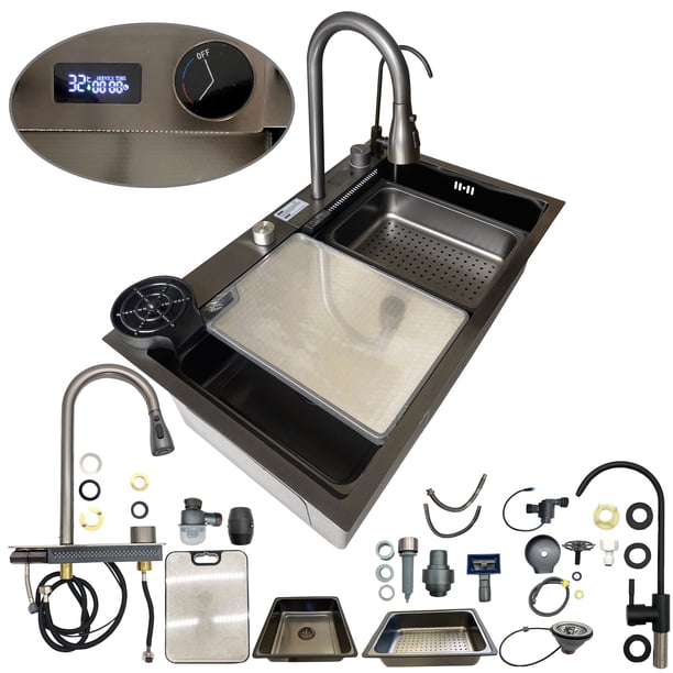 Tarja Para Cocina Cascada Led Homely Elegance Acero Inoxidable 75 x 46 x 22 cm