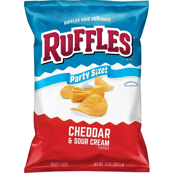 Ruffles Cheddar & Sour Cream Flavor Potato Snack Chips, Party Size, 13 Ounce Bag