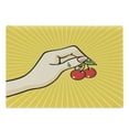 thumbnail image 1 of Fruit Cutting Board, Retro Pop Art Hand Holding a Couple of Cherries Sketch Design on Yellow Background, Decorative Tempered Glass Cutting and Serving Board, Large Size, Multicolor, by Ambesonne, 1 of 1