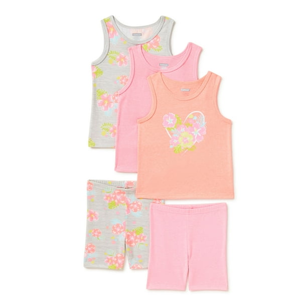 Garanimals Baby & Toddler Girls Tank Tops and Bike Shorts, 5Piece