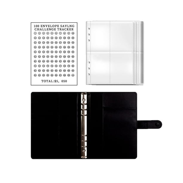 Carpeta de 100 sobres de ahorro Carpeta de sobres de ahorro para grandes presupuestos Negro