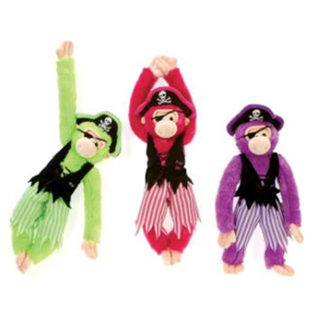 Bulk Buys 16 in. Plush Pirate Monkeys In 3 Bright Colors Case of 24