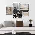 thumbnail image 3 of PixonSign Framed Canvas Print Wall Art Set - Grunge Pastel Paint Stroke Landscape Poster Art - Geometric Print Gallery Set of 5 Leaves Illustrations Digital Art Wall Décor for Home - Black, 3 of 5