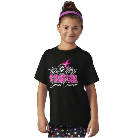 Crush Breast Cancer Flaming Tire Girls Kids T Shirt Tees Brisco Brands S
