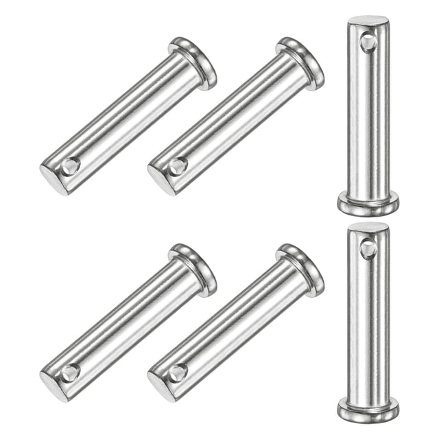Uxcell 6-Pack Pasadores de Clevis de un Solo Agujero, M10 x 45mm Pasadores de Clevis de Cabeza Plana de Acero Inoxidable 304