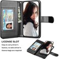 thumbnail image 3 of NJJEX Wallet Case for iPhone 14 6.1" 2022, for iPhone 14 Case, [9 Card Slots] PU Leather ID Credit Holder Folio Flip [Detachable] Kickstand Magnetic Phone Cover & Lanyard for iPhone 14 [Black], 3 of 7