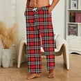 thumbnail image 2 of Evdexr Men's Cotton Pants Wide Leg Plaid Pj Pants Drawstring Twill Halloween Sleepwear Lounge Flannel Plus Size Loose Fit Fleece Pajamas with Pockets Red S, 2 of 5