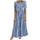 thumbnail image 1 of Vestidos de verano Awdenio para mujer, liquidación, moda para mujer, botones, sueltos, lisos, cuello en V, imitación de mezclilla, vestido largo de manga corta, 1 of 6