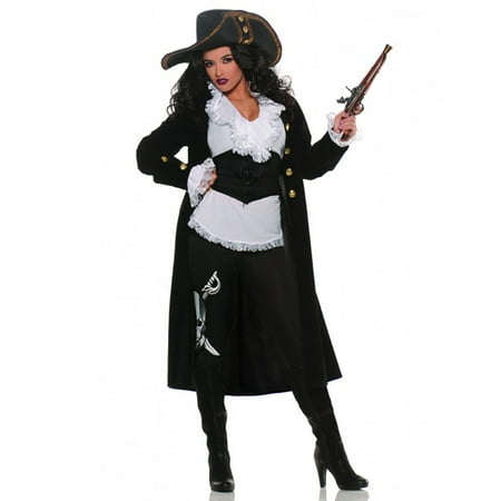 Captain Fortune Black White Pirate Ship Captain Adult Womens Costume