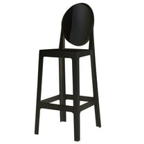 2xhome Modern Contemporary Dining Barstool 30" Seat Height Plastic Armless Stool with Legrest, Black