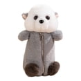 thumbnail image 2 of Estuche de peluche, estuche para lápices, estuche para lápices, bolsa de papelería de animales para niños gris, 2 of 9