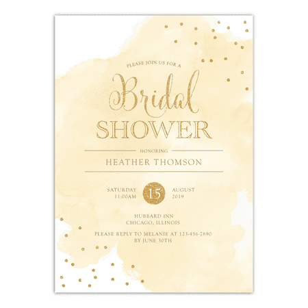 Personalized Wedding Bridal Shower Invitation - Watercolor Confetti - 5 x 7