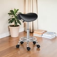 thumbnail image 2 of Hassch Swivel Saddle Stool w/ Wheels, Height-Adjustable Rolling Stool 20"-25.6", PU Leather Upholstered Rolling Seat for Salon, Massage, Home Office (Black), 2 of 10