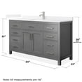 thumbnail image 4 of Beckett 60" Dark Gray Single Vanity & White Quartz Top (1-Hole) & Nickel Trim, 4 of 5