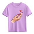 thumbnail image 2 of Piuwrlz Girl Graphic Shirts Tops Girls Short T-Shirts Sleeve Cotton Pullover Purple Size 5 Years, 2 of 10
