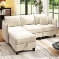 thumbnail image 5 of BedLuxury 84” Modular Sectional Sofa with Moveable Storage Ottoman, Cloud Couch Seats 4, Modern Living Room Furniture, Chenille Beige, 5 of 12