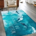 thumbnail image 3 of Welcome to Summer Washable Area Rugs 3'x5', Blue Shark Ocean Animal Watercolor Low Pile Throw Living Room Rug Non-Slip Sturdy Edge Binding Carpet for Indoor Entryway Bedside Kitchen, 3 of 9