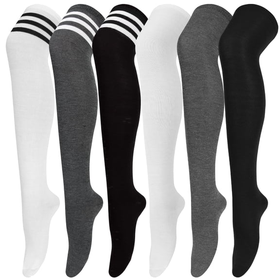 Loritta 6 Pairs Thigh High Stockings Womens Knee High Socks, Over the Knee Socks, Style D
