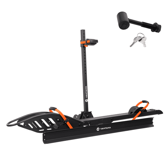 Vantana Flex Solo Hitch Bike Rack with Ramp, 100 LB Capacity, Aluminum, Fits 2" Hitch Receiver, Fat Tire E-Bike Compatible