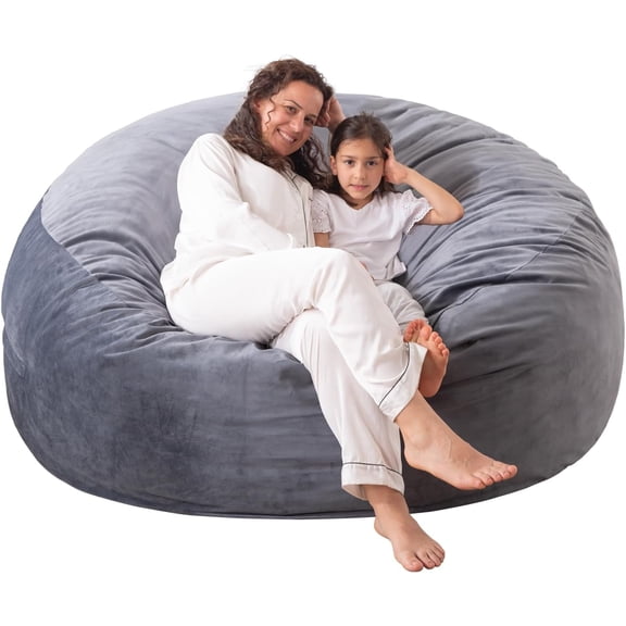 3 ft Bean Bag Chair,Large Bean Bag Chairs for Adults,3 Foot,Dark Grey | Memory Foam Filling,Bean Bag Sofa for Living Room,Ultra Soft Velvet Fabric,Pull-Handle,Side-Pocket