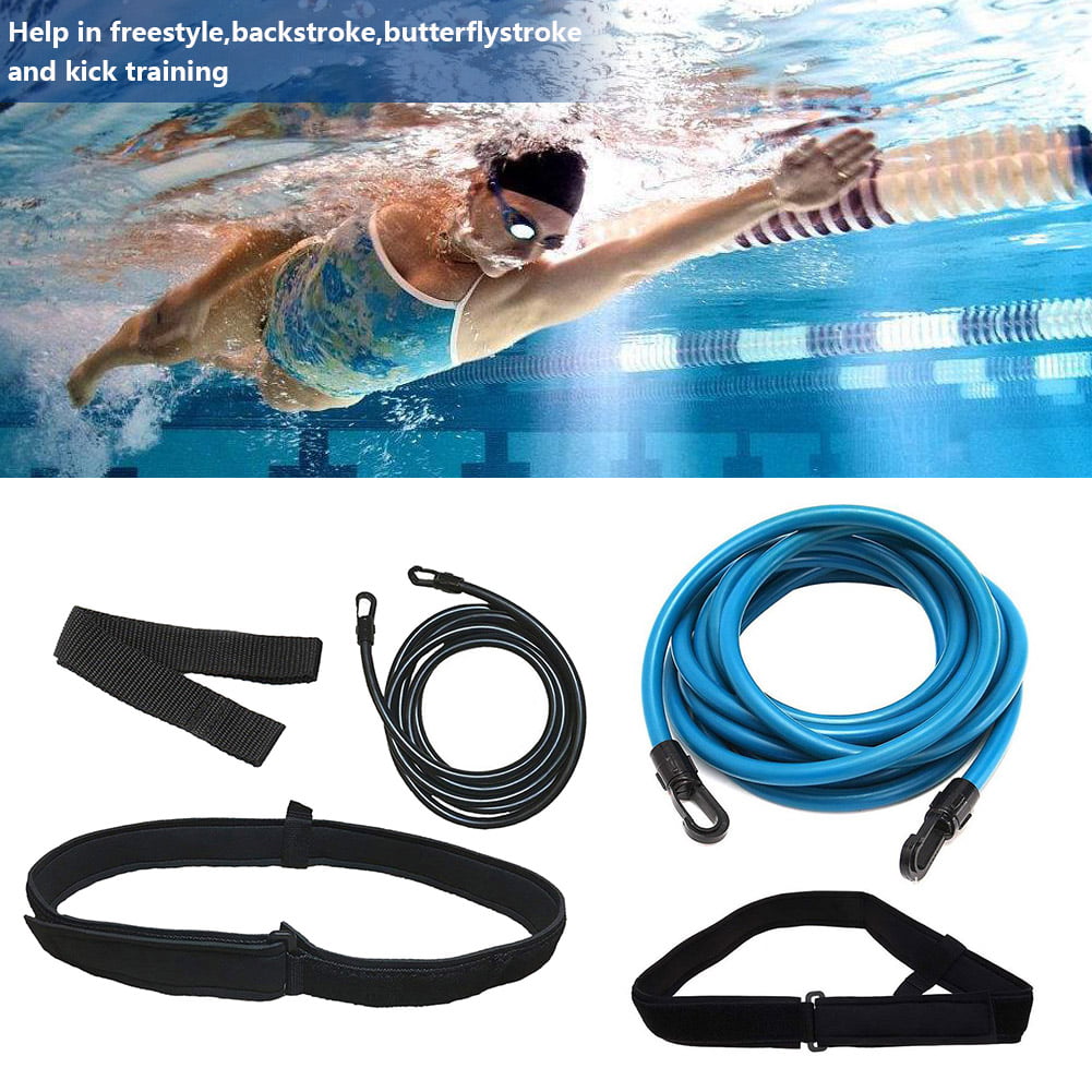 Swim Bungee Training Belt Safety Leash Band Swimming Exerciser Tether Rope 3M/4M 