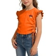 thumbnail image 3 of Hrsba Girls T Shirt Solid Color Short Sleeve Ruffle Crew Neck Top With Drawstring For Girls Casual Summer Soft Lightweight Cute Fashion Top, 3 of 6