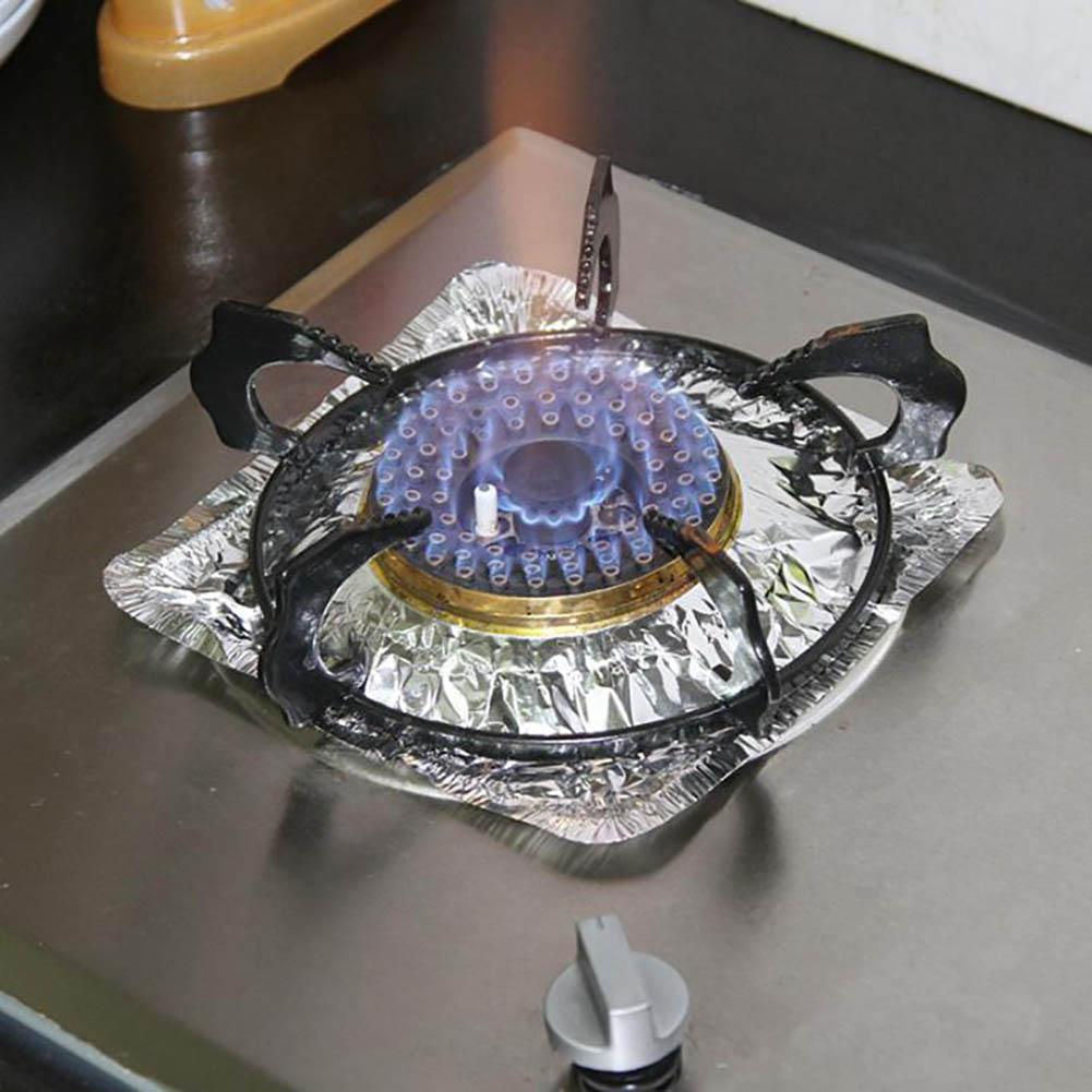 OTVIAP Aluminum Foil Gas Stove High Temperature Square Cleaning Pad