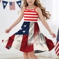 thumbnail image 1 of Odeerbi Niñas Día de La Independencia Vestido de Deslizamiento En Capas de Línea de Verano Patriótico Estrella Raya Vestido de Correa Casual, 1 of 9