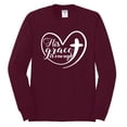 thumbnail image 2 of Wild Bobby His Grace Is Enough Heart Inspirational/Christian Men Long Sleeve Shirt, Maroon, X-Large, 2 of 5