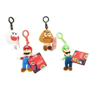Jakks Pacific Toys - World of Nintendo - Plush Clip W1 - SET OF 4 (Mario, Luigi, Goomba & Boo)(5 in)