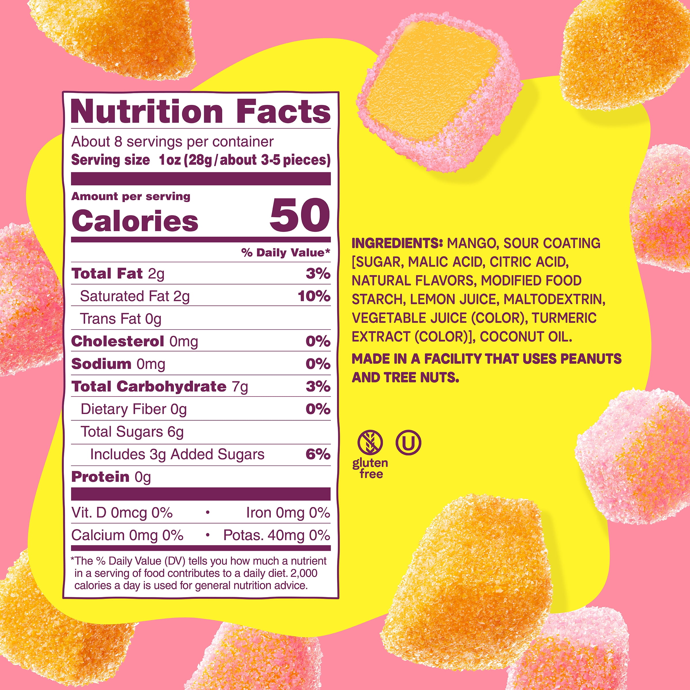Fruit Riot Sour Candy Mango Mix, Real Frozen Fruit, 8 oz