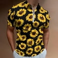 thumbnail image 2 of Wild Yellow Sunflowers on Black Background Men Zipper T-shirt Summer Casual Short Sleeve T-shirt Top, 2 of 7
