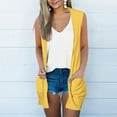 thumbnail image 3 of Scyoekwg Womens Long Cardigan 2025 Lightweight Sleeveless Open Front Sweater with Pockets (Yellow,XXL）, 3 of 5