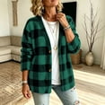 thumbnail image 6 of Ghalytn Women's Plaid V-Neck Fuzzy Fleece Cardigan, Long Sleeve Button Down Jacket with Pockets, 6 of 8