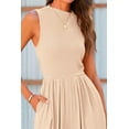 thumbnail image 5 of Womens Summer One Piece Sleeveless Mock Neck Wide Leg Pants Rompers With Pockets, 5 of 17