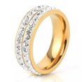 thumbnail image 7 of Two Rowes White AAA CZ Gold/Silver Band Stainless Steel Women's Rings Sz 6 7 8 9, 7 of 7