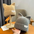 thumbnail image 2 of QHUDLV Cute Cat Ears Beanies For Women Autumn And Winter Warm Ear Protection Swee, 2 of 5